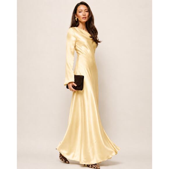 reformation ciana satin dress reformation Ciana Satin Dress in butter US12